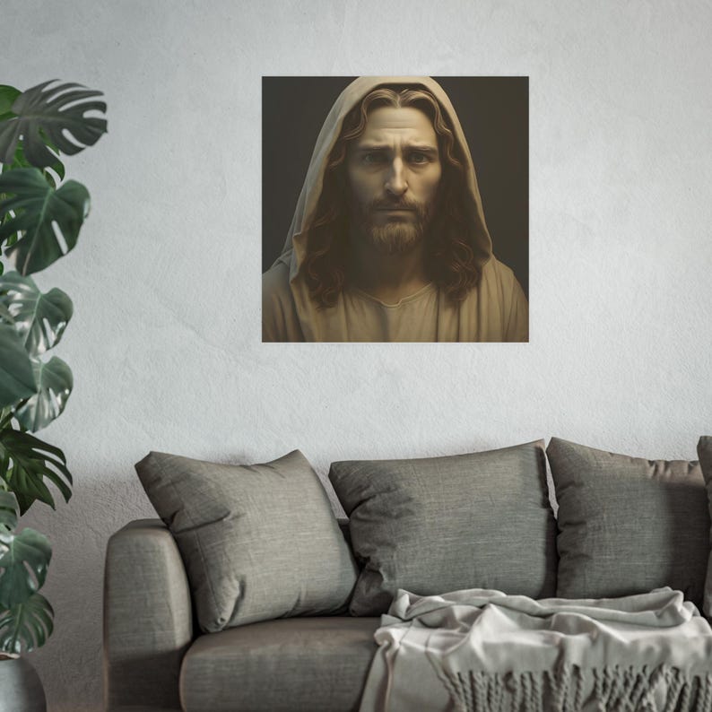 Pôster 3D de Jesus Cristo em estilo escultural para decoração de casa cristã, arte católica, papel fotográfico fosco acetinado de 210 g/m² (230 g/m²). imagem 3