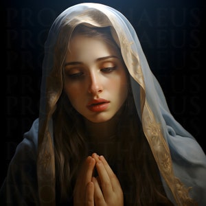 Blessed Virgin Mary Portrait Artwork Digital Download Mother Mary Digital Print Our Lady Blessed Mother Printable Wall Decor Catholic Art