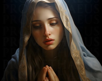 Blessed Virgin Mary Portrait Artwork Digital Download Mother Mary Digital Print Our Lady Blessed Mother Printable Wall Decor Catholic Art