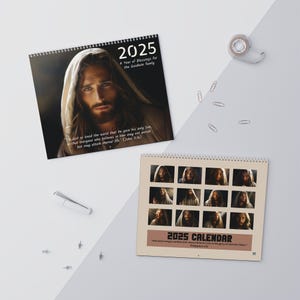 2025 Wall Calendar Christian Jesus Photo Calendar Customized 12-Month Wall Hanging with Jesus Photos Scriptures Religious Gift for Christian