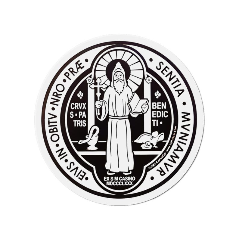 Religious Magnet St Benedict Medal Curse Protection from Evil Matte Magnetic Decal Catholic Saint Benoît San Benito Benedetto image 1