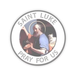 Religious Sticker Evangelist St Luke Medal Catholic Sticker for Student Protection Patron of Artists Physicians San Lucas Evangelista Decal