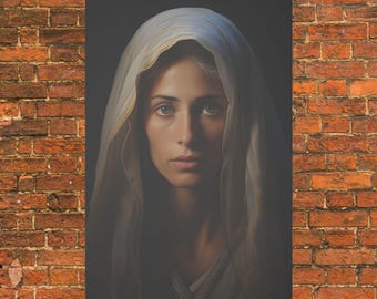 Blessed Virgin Mary Wall Art ECO Friendly Canvas Hyperrealistic Mother Mary Portrait Our Lady Blessed Mother Artwork Wall Decor Catholic Art