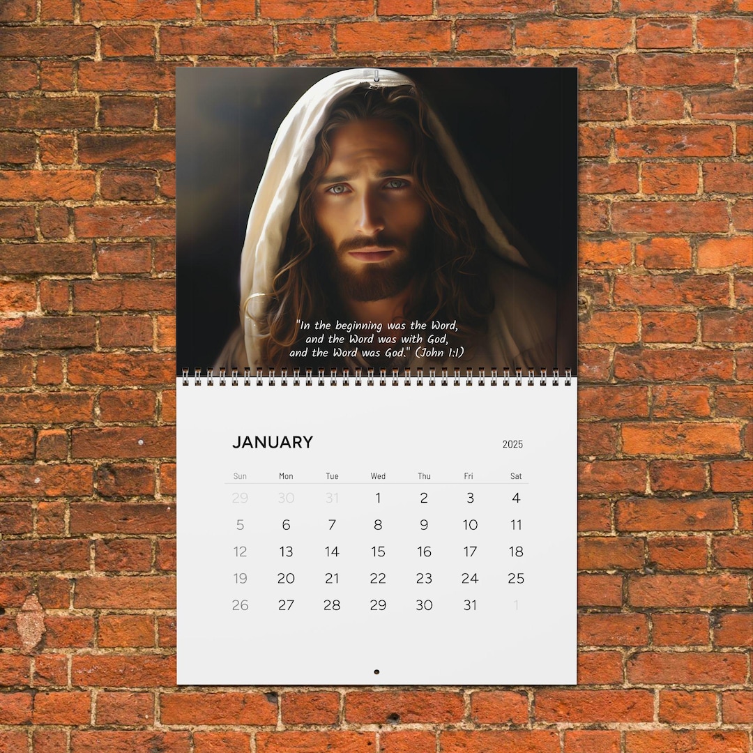 Personalized Religious Wall Calendar With Jesus Pictures and Scriptures