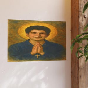 Poster St Carlo Acutis Aquarell Stil Religiöse Wandkunst Katholische Heilige Christian Wohnkultur Satin 210 g / m² 230 Archival Matte Fotopapier Bild 7