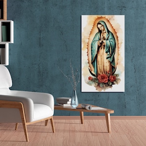 Our Lady of Guadalupe Virgin Mary Portrait Watercolor Art Digital Download Blessed Mother Digital Print Virgin Mary Printable Wall Art Decor