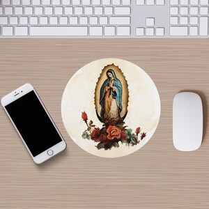 Religious Mouse Pad Our Lady of Guadalupe Watercolor Catholic Mouse Mat Virgin Mary Desk Pad Mother Mary Catholic Gift Christian Art Decor