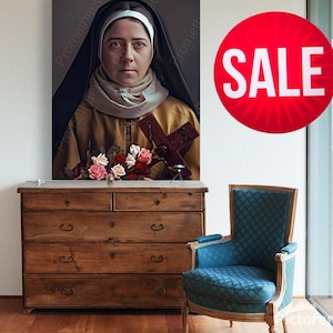 St Therese of Lisieux Printable Wall Art Catholic Saint Portrait The Little Flower Art Digital Download Santa Teresita Digital Print Artwork