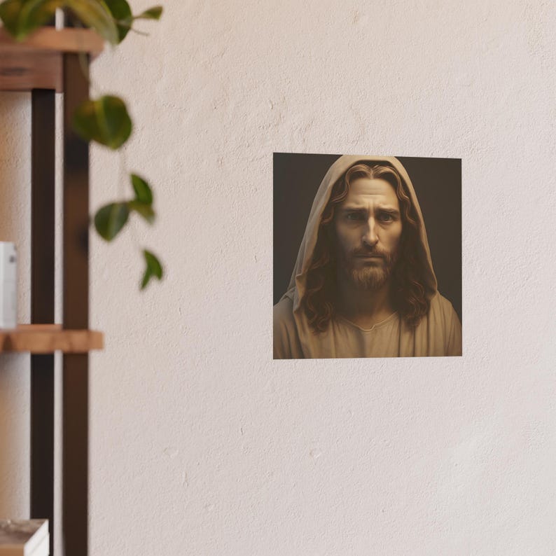Pôster 3D de Jesus Cristo em estilo escultural para decoração de casa cristã, arte católica, papel fotográfico fosco acetinado de 210 g/m² (230 g/m²). imagem 8
