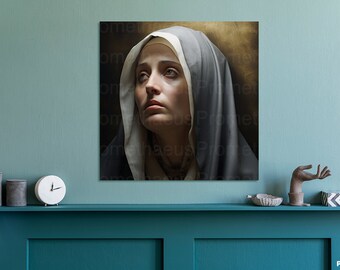 Our Lady of Sorrows Blessed Virgin Mary Portrait Digitally Download Mature Mother Mary Digital Print La Dolorosa Catholic Printable Wall Art