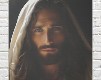 Stunning Jesus Christ Wall Art Eco-Friendly Canvas Artwork Hyperrealistic Jesus Portrait Christ Wall Decor Catholic Mothers Day Gift for Mom