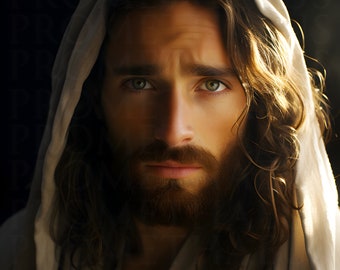 Prachtige Jezus Christus foto afdrukbare muurkunst Jezus kunst digitale download Christusportret christelijk-katholieke muurkunstwerk digitale afdruk