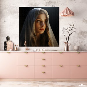 Blessed Virgin Mary Portrait Artwork Digital Download Mother Mary Digital Print Our Lady Blessed Mother Printable Wall Decor Catholic Art