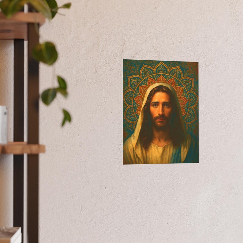 Mandala Jesus Poster Christ Wall Art Sacred Artwork Christian Home Decor Catholic Print Satin 210 gsm 230 Archival Matte Photo Paper image 10
