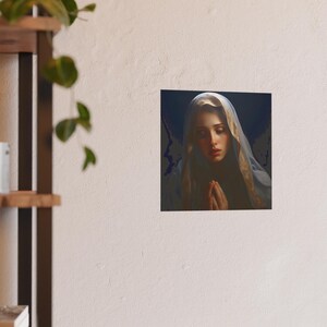 Poster Print Blessed Virgin Mary Catholic Wall Art Painting Christian Home Decor Holy Mother Satin 210 gsm 230 Archival Matte Photo Paper image 7