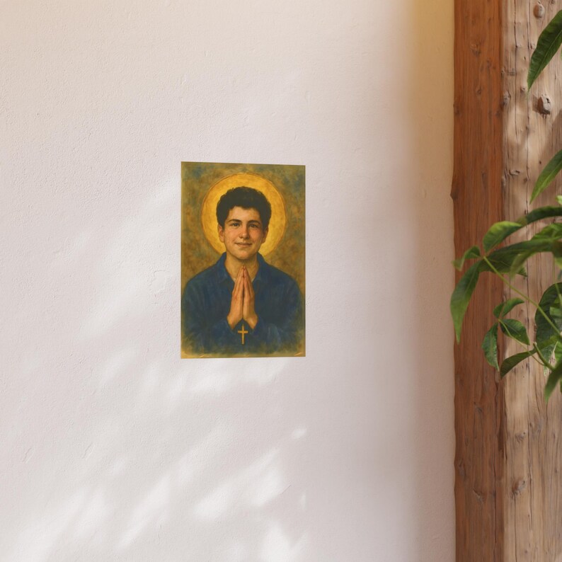 Poster St Carlo Acutis Aquarell Stil Religiöse Wandkunst Katholische Heilige Christian Wohnkultur Satin 210 g / m² 230 Archival Matte Fotopapier Bild 4
