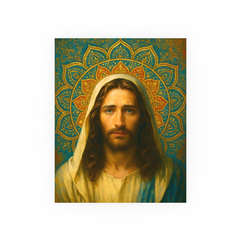 Mandala Jesus Poster Christ Wall Art Sacred Artwork Christian Home Decor Catholic Print Satin 210 gsm 230 Archival Matte Photo Paper image 1