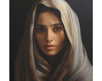 Blessed Virgin Mary Wall Art ECO Friendly Canvas Hyperrealistic Mother Mary Portrait Our Lady Blessed Mother Artwork Wall Decor Catholic Art