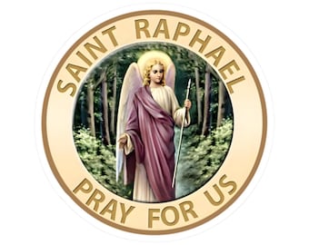 Pegatina religiosa católica San Rafael Arcángel, sanación, reuniones y protección para viajeros, calcomanía resistente a rayones.
