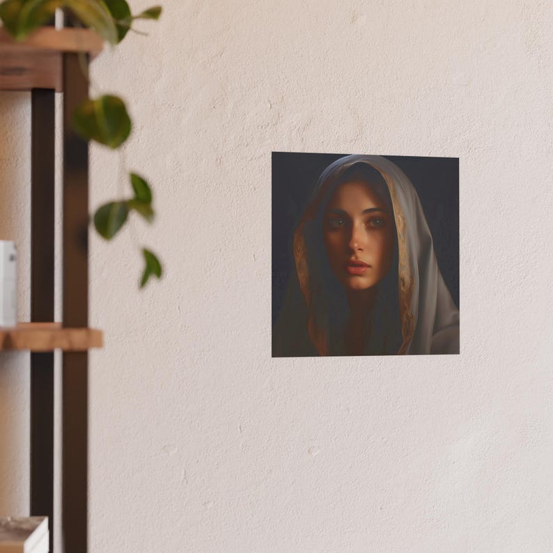 Poster Print Blessed Virgin Mary Catholic Wall Art Painting Christian Home Decor Holy Mother Satin 210 gsm 230 Archival Matte Photo Paper image 7