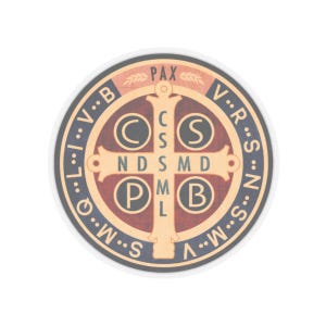 Sticker religieux Sticker médaille Saint-Benoît catholique Protection contre la malédiction symbole du mal Sticker pour ordinateur portable San Benito San Benedetto Saint Benoît