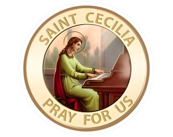 Pegatina religiosa Medalla Santa Cecilia Patrona católica Músicos y cantantes Protectora de ciegos y poetas Calcomanía resistente a arañazos