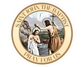 Religious Sticker St John the Baptist Medal Catholic Storm Protection Epilepsy Spasms Patron of Puerto Rico Glossy Scratch-Resistant Decal