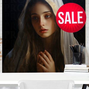 Blessed Virgin Mary Portrait Artwork Digital Download Mother Mary Digital Print Our Lady Blessed Mother Printable Wall Decor Catholic Art