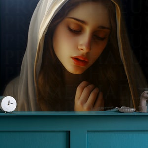 Blessed Virgin Mary Portrait Artwork Digital Download Mother Mary Digital Print Our Lady Blessed Mother Printable Wall Decor Catholic Art