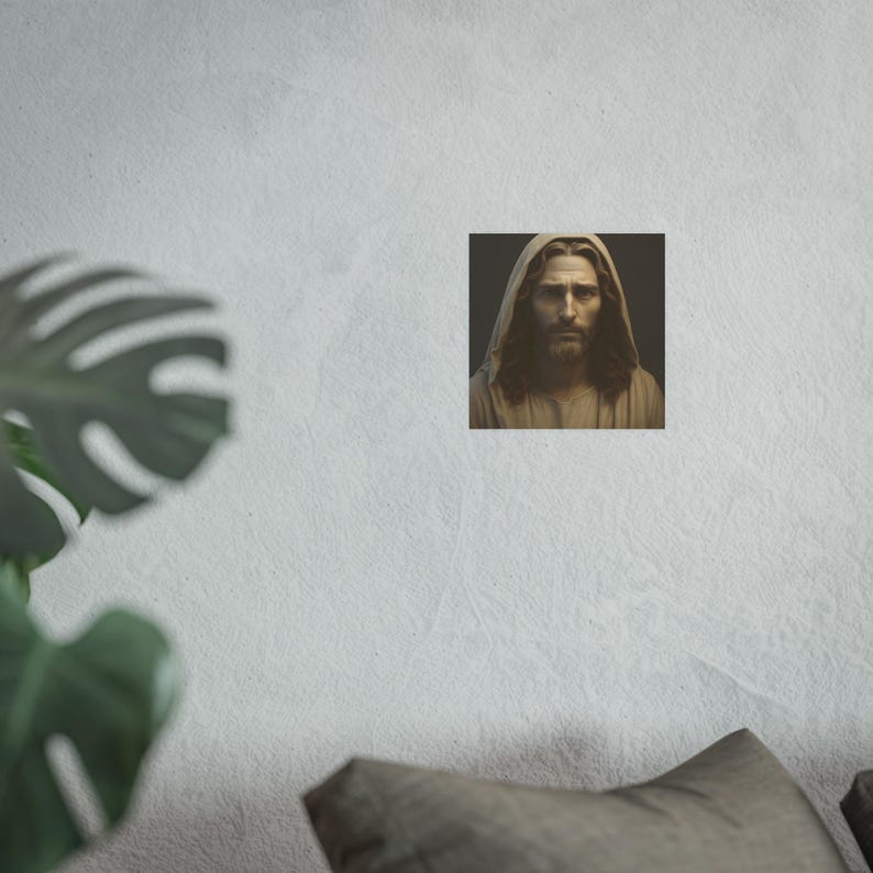 Pôster 3D de Jesus Cristo em estilo escultural para decoração de casa cristã, arte católica, papel fotográfico fosco acetinado de 210 g/m² (230 g/m²). imagem 6