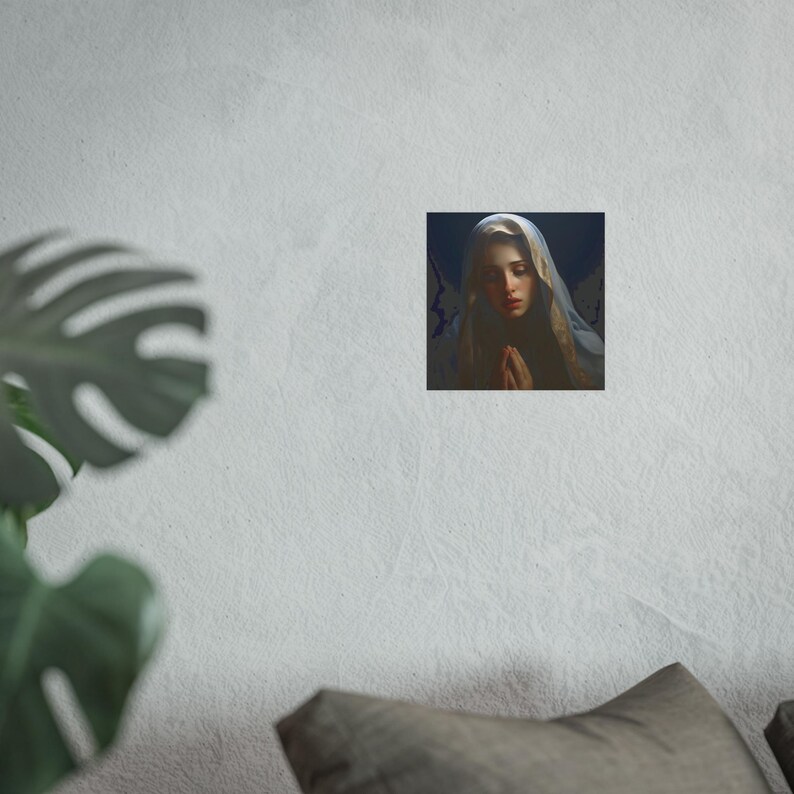 Poster Print Blessed Virgin Mary Catholic Wall Art Painting Christian Home Decor Holy Mother Satin 210 gsm 230 Archival Matte Photo Paper image 5