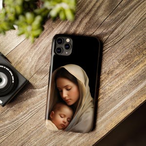 Krippe Slim Case Jungfrau Maria und Jesuskind Handyhülle Katholische iPhone Hülle Religiöse Handyhülle für iPhone 16 Weihnachtsgeschenk für Mama