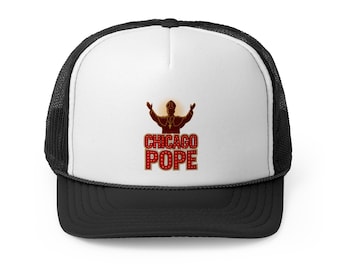 Chicago Pope Trucker Cap Religious New Pope Leo XIV Catholic Artwork Gift for Catholic Religious Hat Trendy Unisex Cap Vintage Style Hat