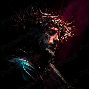 Crucified Jesus Christ Picture Printable Wall Art Jesus Art Crucifixion Digital Download Christ Portrait Christian Catholic Digital Print