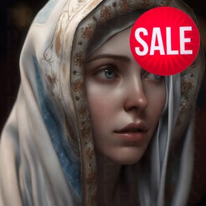Blessed Virgin Mary Portrait Artwork Digital Download Mother Mary Digital Print Our Lady Blessed Mother Printable Wall Decor Catholic Art