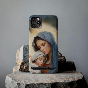 Krippe Slim Case Jungfrau Maria und Jesuskind Handyhülle Katholische iPhone Hülle Religiöse Handyhülle für iPhone 16 Weihnachtsgeschenk für Mama