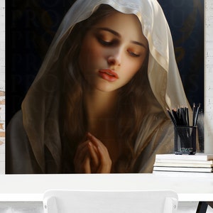 Blessed Virgin Mary Portrait Artwork Digital Download Mother Mary Digital Print Our Lady Blessed Mother Printable Wall Decor Catholic Art