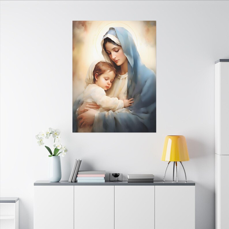 Virgin Mary and Baby Jesus Wall Art Eco-friendly Canvas Cotton ...