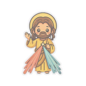 Religious Sticker Catholic Kawaii Divine Mercy Jesus Divina Misericordia Christ Kiss-Cut Sticker Adorable Decal Christening 1st Communion