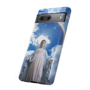 Katholische iPhone Hülle Our Lady of Medjugorje Jungfrau Maria Abdeckung iPhone 16+ Tough Case für Galaxy S24 Ultra Pixel 9 Religiöse Handyhülle