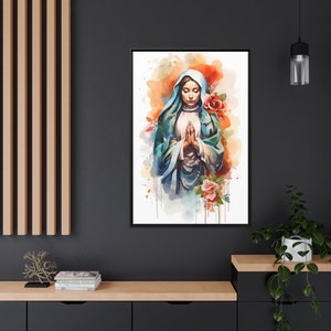 Our Lady of Guadalupe Watercolor Wall Art Guadalupe Virgin Mary Eco-Friendly Canvas & Frame Blessed Mother Mary Art Portrait Catholic Decor