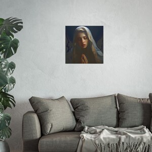 Poster Print Blessed Virgin Mary Catholic Wall Art Painting Christian Home Decor Holy Mother Satin 210 gsm 230 Archival Matte Photo Paper image 3