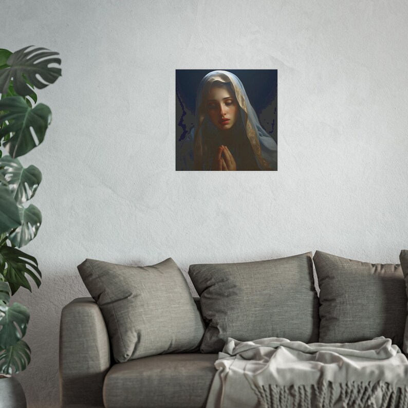 Poster Print Blessed Virgin Mary Catholic Wall Art Painting Christian Home Decor Holy Mother Satin 210 gsm 230 Archival Matte Photo Paper image 3
