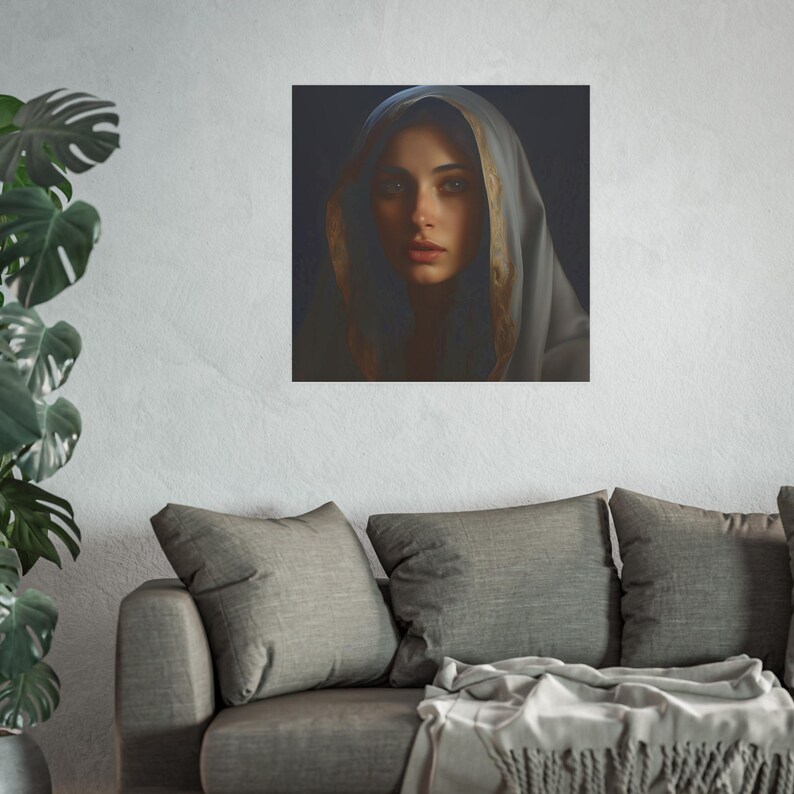 Poster Print Blessed Virgin Mary Catholic Wall Art Painting Christian Home Decor Holy Mother Satin 210 gsm 230 Archival Matte Photo Paper image 5