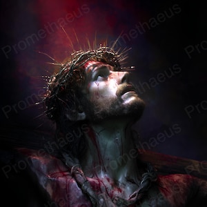 Crucified Jesus Christ Picture Printable Wall Art Jesus Art Crucifixion Digital Download Christ Portrait Christian Catholic Digital Print