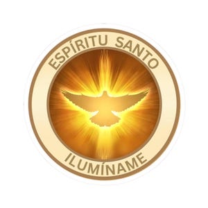 Pegatina Religiosa Espiritu Santo Iluminame Calcomania Catolica Glossy Español Invocación y Protección Contra el Mal