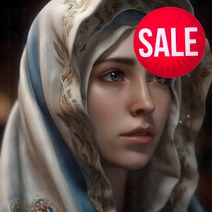 Blessed Virgin Mary Portrait Artwork Digital Download Mother Mary Digital Print Our Lady Blessed Mother Printable Wall Decor Catholic Art
