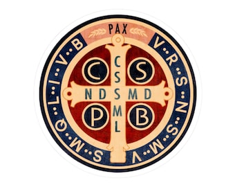 Religious Sticker St Benedict Medal Sticker Curse Protection from Evil Symbol Laptop Decal Catholic Saint Benoît San Benito Benedetto