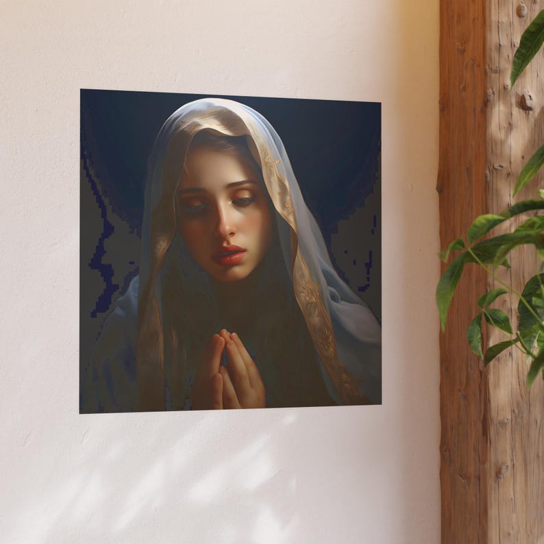 Poster Print Blessed Virgin Mary Catholic Wall Art Painting Christian Home Decor Holy Mother Satin 210 gsm 230 Archival Matte Photo Paper image 9