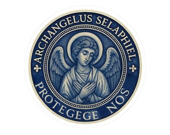 Religious Sticker St Selaphiel Archangel Medal Orthodox Patron of Worship and Intercession Angel San Selafiel Decal Glossy Scratch-Resistant
